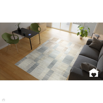 Aurora AU14 Ripple Modern Geometric Linear Distressed Metallic Shimmer Textured High-Density Soft Smooth Low Profile Polyblend Short-Pile Beige/Silver/Gold/Bronze/Champagne Rug-Asiatic Carpets-Rug Love - The Most Loved Rug Store